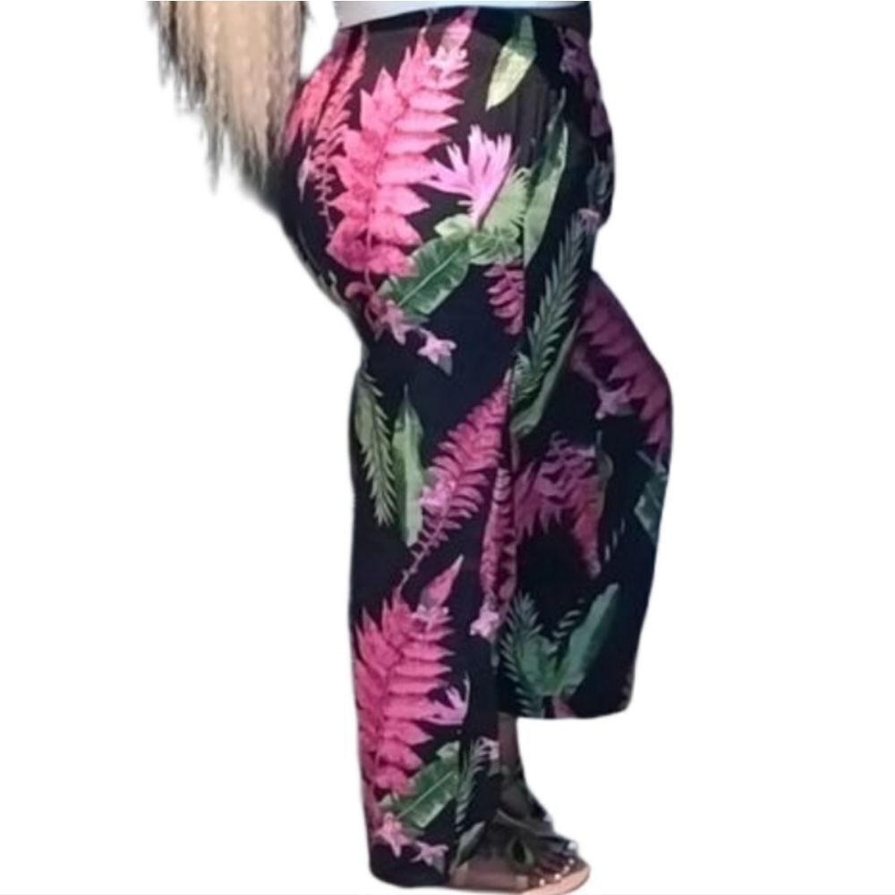 Tropical high waisted pants sz large